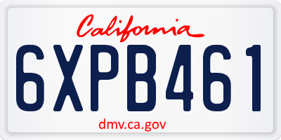 CA license plate 6XPB461