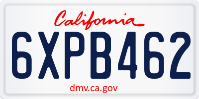 CA license plate 6XPB462