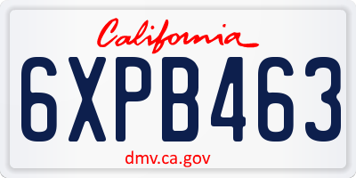 CA license plate 6XPB463