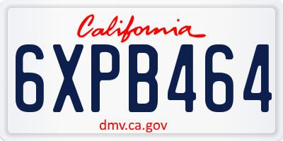 CA license plate 6XPB464