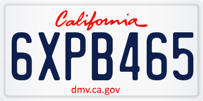 CA license plate 6XPB465