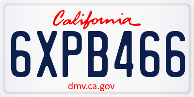 CA license plate 6XPB466