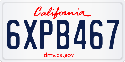 CA license plate 6XPB467