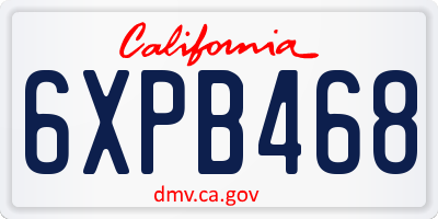 CA license plate 6XPB468
