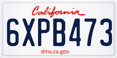 CA license plate 6XPB473