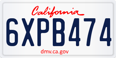 CA license plate 6XPB474