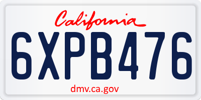 CA license plate 6XPB476