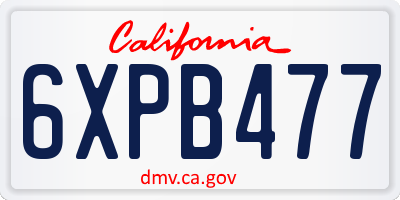 CA license plate 6XPB477