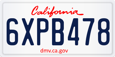 CA license plate 6XPB478
