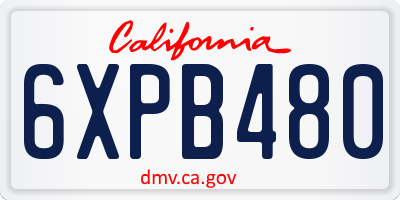 CA license plate 6XPB480