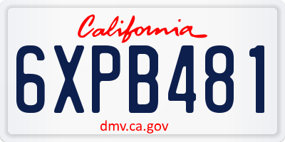 CA license plate 6XPB481