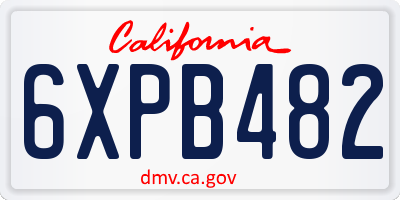 CA license plate 6XPB482