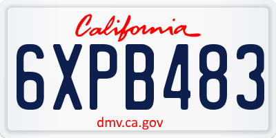 CA license plate 6XPB483