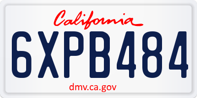 CA license plate 6XPB484
