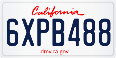 CA license plate 6XPB488