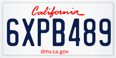 CA license plate 6XPB489
