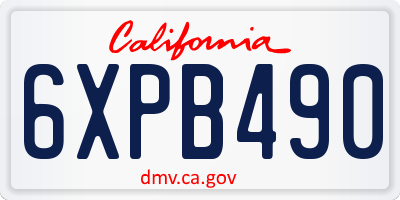 CA license plate 6XPB490