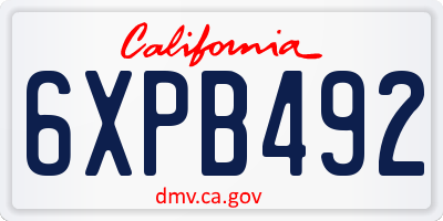 CA license plate 6XPB492