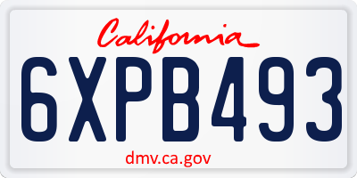 CA license plate 6XPB493