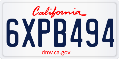 CA license plate 6XPB494