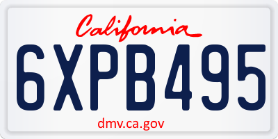 CA license plate 6XPB495