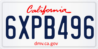 CA license plate 6XPB496