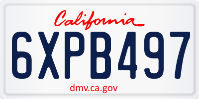 CA license plate 6XPB497