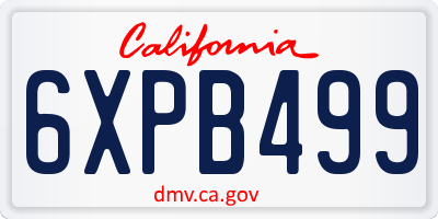 CA license plate 6XPB499