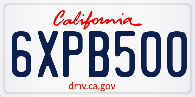 CA license plate 6XPB500