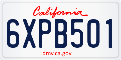 CA license plate 6XPB501