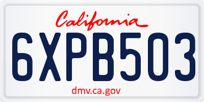 CA license plate 6XPB503