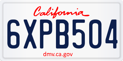 CA license plate 6XPB504