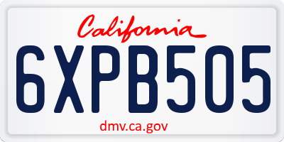 CA license plate 6XPB505