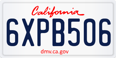 CA license plate 6XPB506