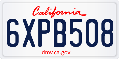 CA license plate 6XPB508