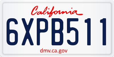 CA license plate 6XPB511