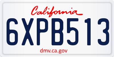 CA license plate 6XPB513