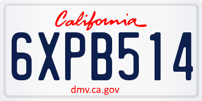 CA license plate 6XPB514