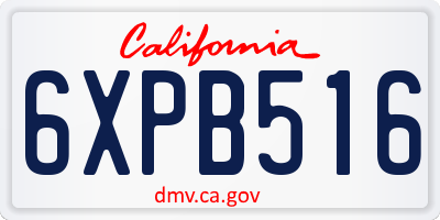 CA license plate 6XPB516