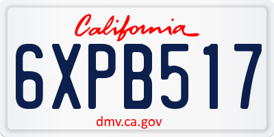 CA license plate 6XPB517
