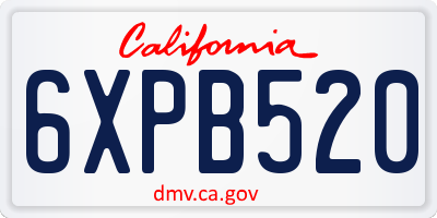 CA license plate 6XPB520