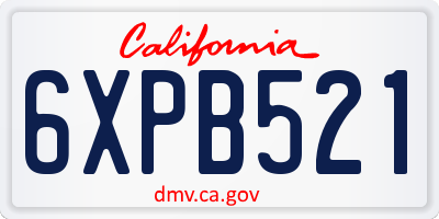 CA license plate 6XPB521