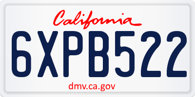CA license plate 6XPB522