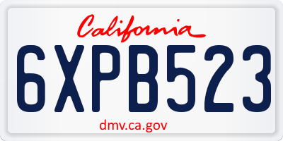 CA license plate 6XPB523