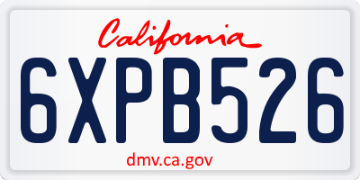 CA license plate 6XPB526