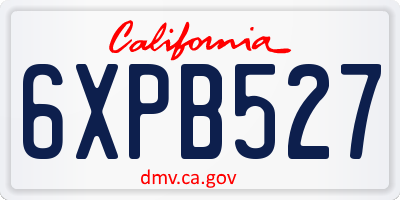 CA license plate 6XPB527