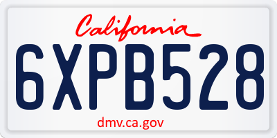 CA license plate 6XPB528