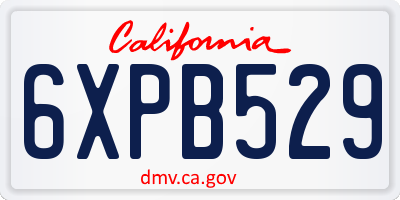 CA license plate 6XPB529