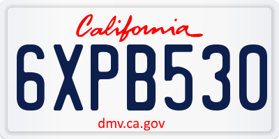 CA license plate 6XPB530