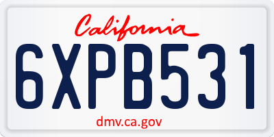 CA license plate 6XPB531